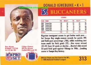 DONALD IGWEBUIKE (K) BUCCANEERS 1990 PRO SET**LAST ONE*  