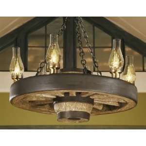  Rustic Lodge Reproduction Wagon Wheel Small Chandelier 