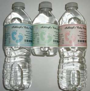 30 PERSONALIZED BABY SHOWER WATER BOTTLE LABELS ~ Glossy ~ Waterproof 