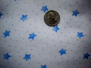 FABRIC ~TINY BLUE STARS ON WHITE FLANNEL AE NATHAN FQ  