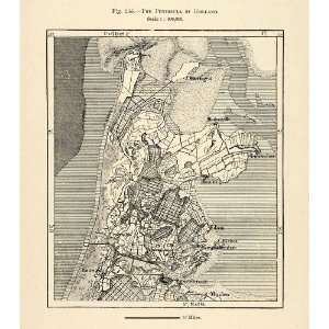 1882 Relief Line block Map Peninsula Holland Netherlands Amsterdam Map 