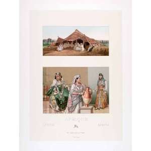  1888 Chromolithograph Tent Arab Algeria Costume Dress 