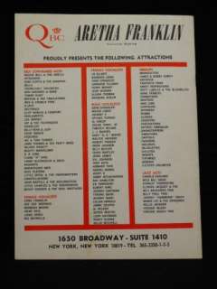 Aretha Franklin 1968 Tour Concert Program W/clippings  