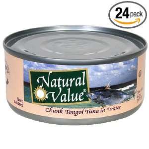 Natural Value Tuna, Chunk Tongol in Water, 6 Ounce Cans (Pack of 24 
