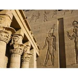  Ancient Egyptian hieroglyphics at ruins in Aswan 