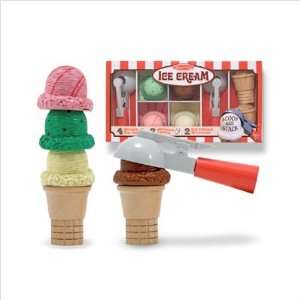   : Deluxe Wooden Ice Cream Cones with Ice Cream Scoopers: Toys & Games