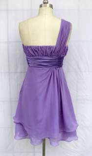 BL226 LAVENDER PLEATED PADDED BRIDESMAID COCKTAIL PARTY DRESS w BROOCH 