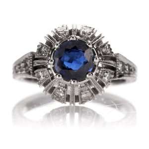    Antique Art Deco 2.5 Carat Diamond Sapphire Platinum Ring Jewelry