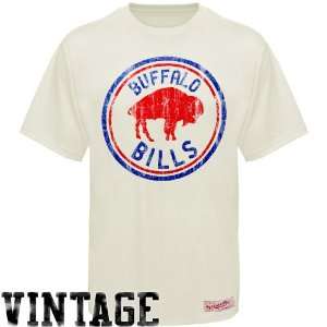   & Ness Buffalo Bills Circle Vintage Premium T Shirt   Cream (Small