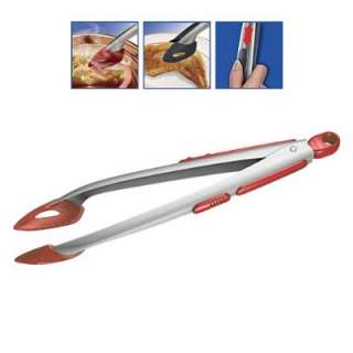 Brand New ZYLISS Cook N Serve Tongs RED Silicone Tips For Salad or 