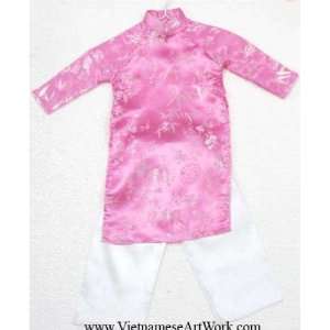 Ao Dai, Vietnamese Traditional Dress for Children   Orchid Pink/Size#4 