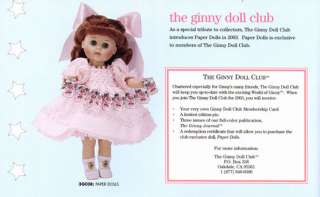Vogue 2003 Paper Dolls Ginny Club Doll / Pin / Packet  