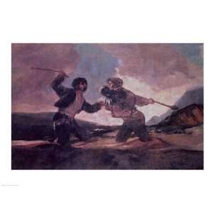 Duel with Clubs Finest LAMINATED Print Francisco De Goya 24x18  