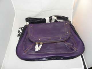 Maxx New York Leather Double Gusset Shoulder Bag Violet  