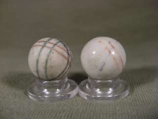 ANTIQUE HELIX LINED CHINA MARBLES 5/8  