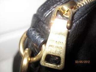 Authentic Black Vitello Calfskin PRADA Bag w/Gold Hardware  