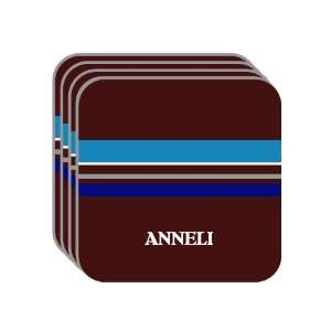 Personal Name Gift   ANNELI Set of 4 Mini Mousepad Coasters (blue 