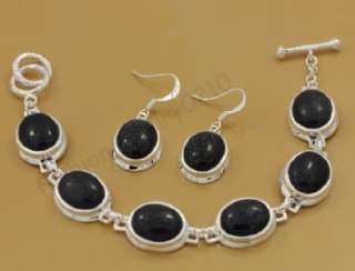 wonderful black stone silver Bracelet & earring fashion jewelry set 