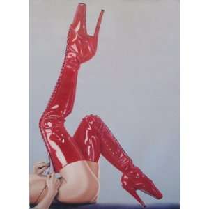  Sexy Red Boots Original Oil Painting On Canvas Signed By 