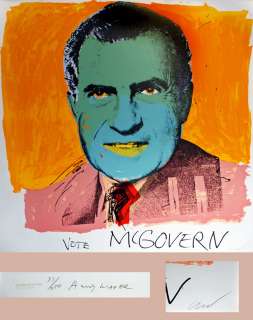 Signed Andy Warhol Screenprint   Vote McGovern, 1972  