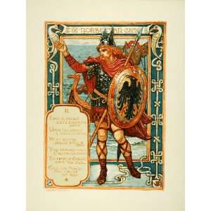  Walter Crane Eric the Red Viking Norse Spear Shield Ship 
