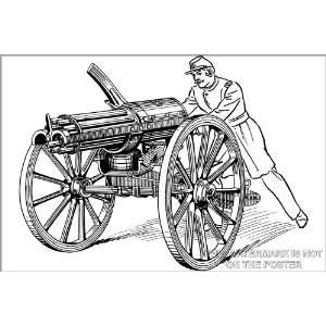  Gatling Gun Illustration, Civil War   24x36 Poster 