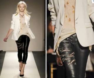 5500 AUTH BALMAIN SAFETY PIN LEATHER RUNWAY PANTS 38 4  