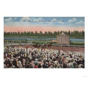   FL   View of Hialeah Park with Horse Racing Giclee Poster Print, 24x32