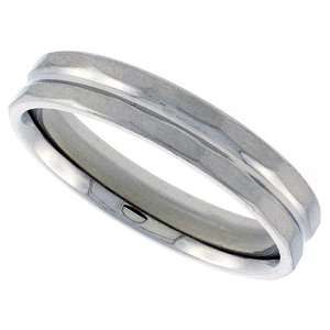  Surgical Steel Faceted 5mm Wedding Band Thumb Ring Beveled 