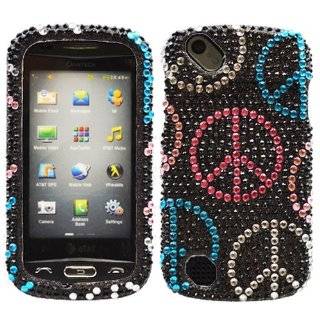 Black Colorful Peace Full Diamond Bling Snap on Design Case Faceplate 