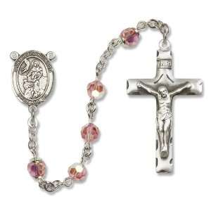  All Sterling Silver Rosary with Light Rose , 6mm Highest 