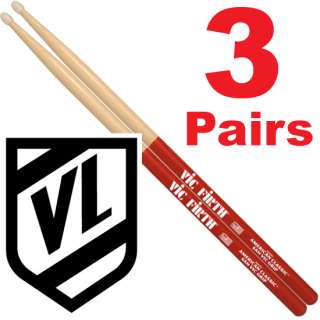 VIC FIRTH American Classic 5A GRIP Nylon Tip Drum Sticks 3 pairs 