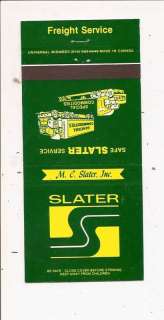 Slater, Inc. Trucking Granite City IL Matchbook  