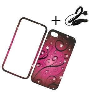  APPLE IPHONE 4 & 4S PINK SHOOTING STAR SWIRLS HARD COVER 