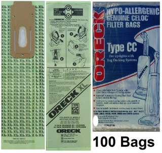 100 Genuine Oreck XL CC Hypo Allergenic Upright Vacuum Cleaner Bags 