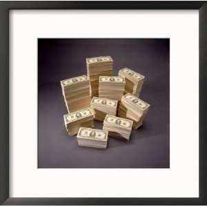 Piles of One Hundred Dollar Bills Collections Framed Photographic 