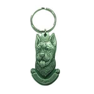  Pewter Boxer Dog Key Chain Ring Made in the USA: Kitchen 