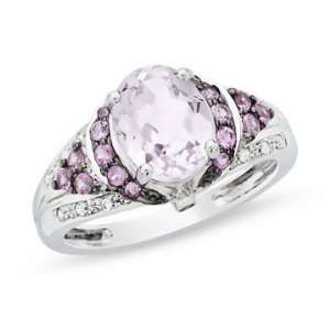   Carat Kunzite, Pink Sapphire and Diamond 14K White Gold Ring: Jewelry