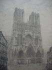 ORIGINAL ETCHING CATHEDRAL OF RIEMS BY RAOUL VARIN  