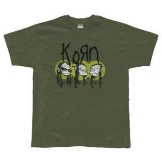  Korn Evolution Monkey Head army green t shirt: Clothing