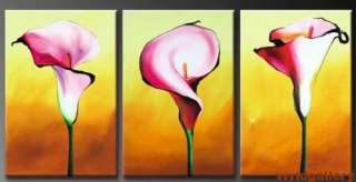 Framed Oil Painting Floral Pink Calla Lilies Flower G37  