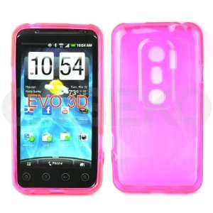  TPU Jelly Gummy Cover Skin Case for HTC EVO 3d Hot Pink 