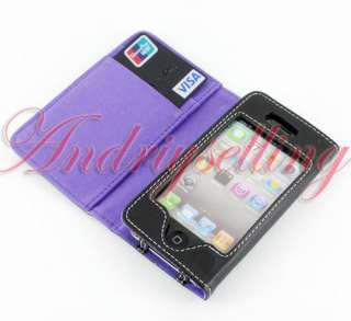 New Wallet Flip Leather Cover Case for iPhone 4G 3GS 3G  