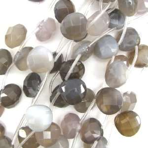 18mm faceted grey agate briolette beads 15 strand 