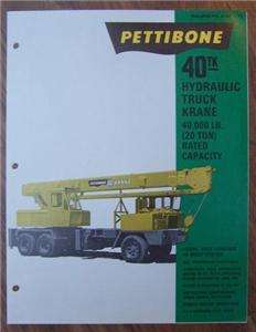 Pettibone 40TK 20 ton Hyd. Truck Crane Brochure  