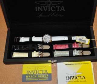 New $225 Womens INVICTA Swiss ANGEL HEART Watch 1029 with 5 Leather 