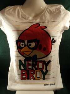 NEW Angry Birds T Shirt Nerdy Birdy Offical Girl Slim Fit Women Extra 