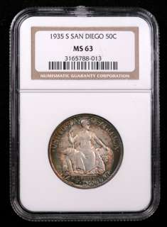 1935 S San Diego Commemorative Half Dollar NGC MS63   incredible 