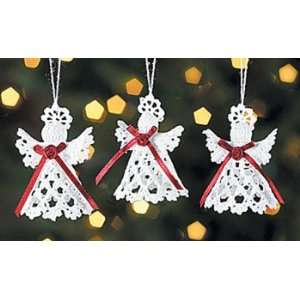  Victorian Crocheted Angel Christmas Ornaments set of 12 