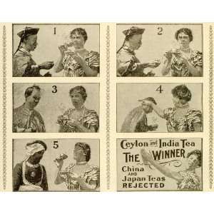  1898 Ad Ceylon India Tea Woman Taste Test Win Teacup 